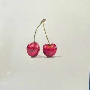 Cherries painting 5x7”